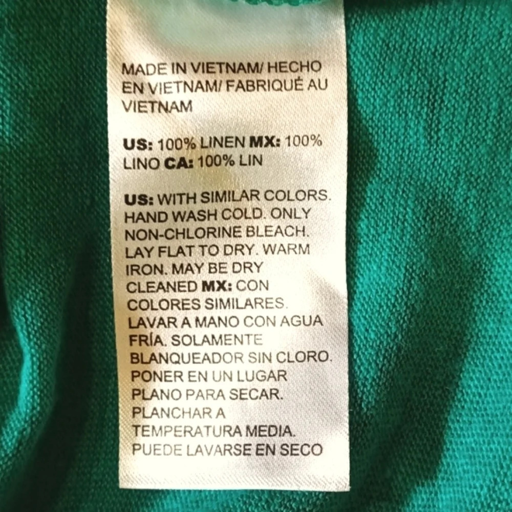 💯% linen Chico's green drop shoulder short sleeve airy lightweight size S - Picture 8 of 8